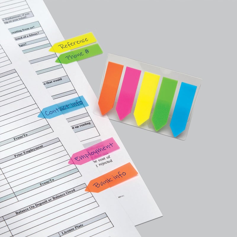 Redi-Tag 5-Color Arrow Flags in Handy Clip-On Holder, 5 Assorted Colors, Custom Message Flags, 125 Flags per Pack, 1-5/8" x 15/32" (B31118) - Image 2